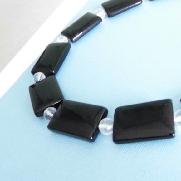 Black ONYX & Quartz Sterling Silver Necklace - Picture 2 of 4